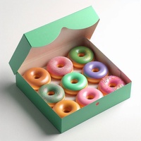 Boîtes de présentation de donuts écologiques en matériaux recyclés, pour pâtisseries et confiseries, avec gaufrage et pelliculage mat, pour chewing-gum
