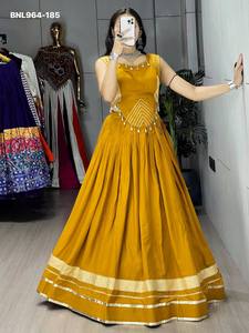 Lehenga de rayón y algodón de primera calidad con borde Gota Patti y vuelo completo - Proveedor de blusas estilo corsé y con trabajo Kodi de Surat - Product Image 5