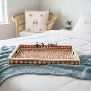Bandeja de lujo moderna con incrustaciones de hueso, hecha a mano, móvil, de calidad premium, para decoración de comedor, de Tradebyd - Product Image 3