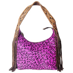 Bolso Tote Bohemio de Cuero Genuino Personalizado para Otoño y Bolso Hobo Estilo Vaquero con Borlas Pequeñas y Cierre de Cremallera, Listo para Viajar - Product Image 3