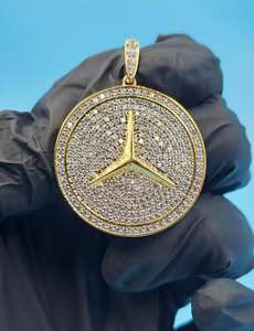 Colgante de disco redondo de alta calidad con moissanita, chapado en oro con plata 925, símbolo de lujo, joyería fina, colgantes y dijes - Product Image 3