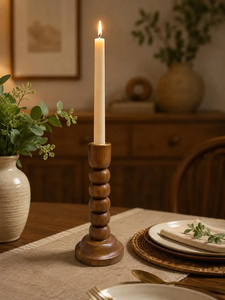 Portavelas de madera, portavelas cónicas de 6 pulgadas, candelabro de madera rústico, decoración de mesa de B H Brothers - Product Image 3