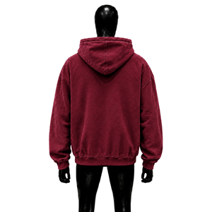 MAROON ZIP UP HOODIE MEN OVERSIZED STREETWEAR SWEATSHIRT VINTAGE WASHED TEXTURED <b>HOODED</b> <b>JACKET</b> DARK <b>RED</b> CASUAL PULLOVER ALTERNAT - Product Image 2