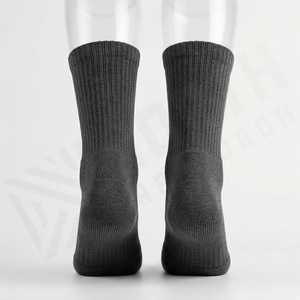 Crew <b>Socks</b> Solid Dark Gray Knitted Breathable Polyester Spandex Adult Casual Daily Wear Autumn Season - Product Image 2