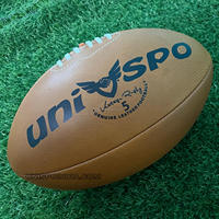 Pelota de rugby de cuero Vintage barata promocional hecha de cuero de vaca con cordones en la parte superior