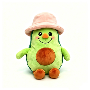 Peluche de aguacate personalizado con gorro de pescador rosa, peluche de aguacate con brazos y piernas, almohada de aguacate suave, aguacate verde de peluche. - Product Image 3