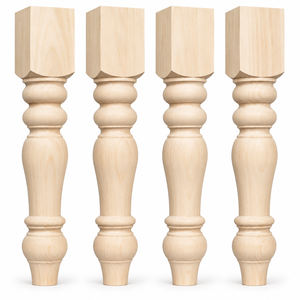 Pata de Mesa de Madera Maciza, Pata de Mueble de Madera Maciza, Cuadrada, Estilo Tradicional, Forma de Calabaza, Resistente - Product Image 1