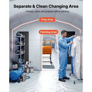 Cabina de Pintura Inflable Portátil de 28x15x10 Pies con Sopladores de 750W+950W y Área de Cambio de Filtro de Algodón Grande - Product Image 4