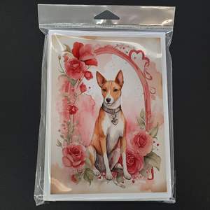 Basenji การ์ดอวยพรวาเลนไทน์กุหลาบ A7, การ์ดเปล่าบรรจุ8ใบพร้อมซองจดหมายขนาด5x7 - Product Image 3