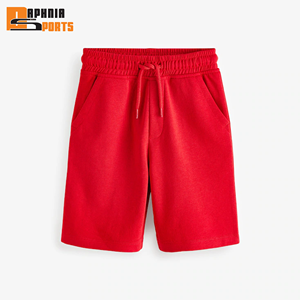 Most Selling Custom Logo Printing Elastic Summer Wear Shorts Red Color 100% Cotton Lightweight Wholesale Casual Wear Boys Shorts - Product Image 4