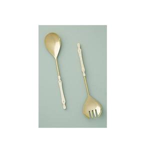 Juego de cuchara y tenedor para ensalada de metal con acabado plateado de lujo para eventos gastronómicos en el hogar y colección de regalos corporativos. - Product Image 4