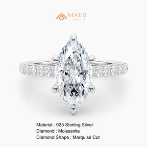 แหวนหมั้นเพชรโมอิสซาไนต์ทรงมาร์คีส์ เงินแท้ 925 จาก Maed Jewels ประดับด้วยทองคำชุบแบบ Prong Setting สำหรับเป็นของขวัญสุดหรูสำหรับเจ้าสาว - Product Image 6