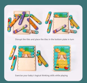 Casse-tête à bandes de dessins animés <span class=keywords><strong>3D</strong></span> double face Jouet créatif en bois pour bébé Raconter des histoires Casse-tête empilable Jouet Montessori pour enfants - Product Image 5