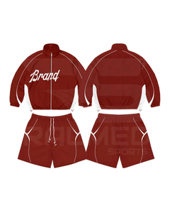 Wholesale 2 Piece Zipper Jacket and Short Set Digital Printing Logo Drop Shoulder 100% Nylon Autumn Wear Windbreaker <b>Tracksuit</b> - Product Image 1