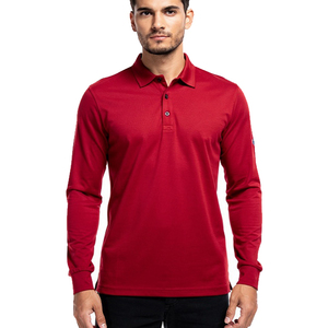 Men's Red Long Sleeve Polo Shirt 100% Cotton Pique Polo T Shirts Men Turn Down Collar Summer Polo Tee Mens - Product Image 6