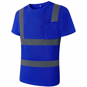 T-shirt de sécurité réfléchissant bleu pour homme, séchage rapide, haute visibilité, vêtements de travail, matière polyester - Product Image 3