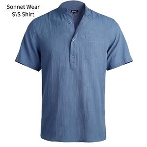 Chemise unie à manches courtes V Nick pour homme - Product Image 4