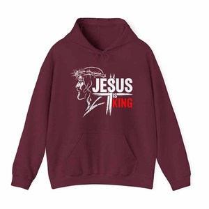 Jesus Is King <b>Kingdom</b> Living Hoodie Men Women Youth University College Cotton Fleece Custom Printing - Product Image 3
