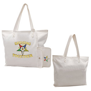 กระเป๋าใส่เครื่องประดับพิธีกรรมเมสัน OES สีขาว ลาย Shining Together Order of the Eastern Star Journal - Product Image 1