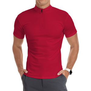 T-shirt d'été personnalisé pour homme, le plus vendu, à col zippé, manches courtes, motif uni, respirant, en tissu 100 % polyester de haute qualité - Product Image 4
