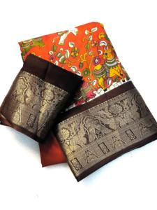 Sari de Seda Suave Kalamkari, Tela de Longitud Completa, Ecológica, de Secado Rápido, Tejido Ligero, Vestidos Tradicionales para Mujer - Product Image 1