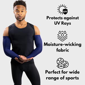 Manchons de compression personnalisés pour hommes, protection UV, pour activités sportives, course à pied, cyclisme, golf et basketball - Product Image 2