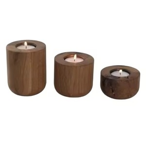 <b>Rustic</b> Wooden Candle Pillar Holder Premium Interior Decor for <b>Table</b> Shelf and <b>Console</b> Arrangement - Product Image 4