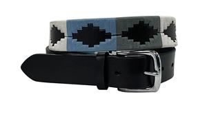 Ceinture Polo en Cuir Faite Main de Luxe Noire/Beige avec Broderie Or Rose et Boucle en Acier Inoxydable. - Product Image 6