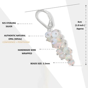 925 Sterling Silver White <b>Opal</b> Beaded Cluster Drop Trendy <b>Earrings</b> Lever Ear Hooks for Women Party Wedding Gift - Product Image 2