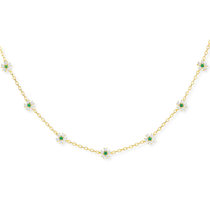 Mini collier ras du cou fleur en or massif 14 carats, collier fleur délicat avec diamants de laboratoire, bijou floral, cadeau pour elle - Product Image 1