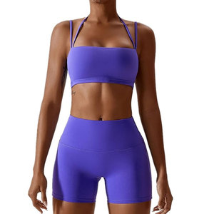 Conjunto Deportivo de Dos Piezas para Mujer, Shorts de Yoga Sólidos, Transpirables, Ecológicos, de Cintura Alta, para Yoga, Fitness, Gimnasio y Entrenamiento - Product Image 1