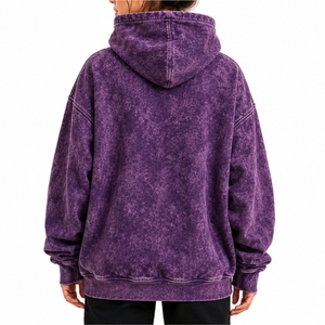 Custom Women Acid Wash Pullover Hoodie Premium Cotton Fleece Terry Streetwear Regular Fit Wear Heavyweight Fabric For Men - Product Image 2