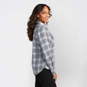 Camisa de Franela Tejida para Mujer con Logotipo Personalizado, Lisa, Casual, con Botones, Manga Larga, Premium, Transpirable, Ecológica, Antiarrugas, 100% - Product Image 3