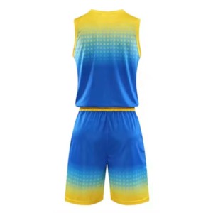 Conjunto de Camiseta de Baloncesto Sublimada para Hombre, Nombre del Jugador, Degradado Azul, Camiseta sin Mangas, Pantalones Cortos, Transpirable, Secado Rápido, Ecológico - Product Image 3