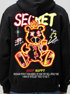 Mens hooded sweatshirt french terry blank plain <b>drop</b> shoulder hip hop custom embroidery - Product Image 2