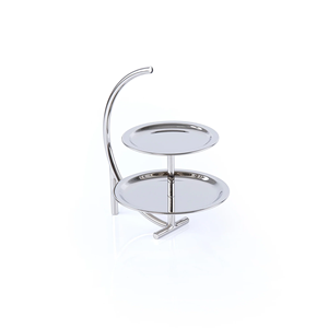 Stainless Steel Round Cake Stand Geometric Design Single Piece Serving Tray Display Rack - Product Image 2