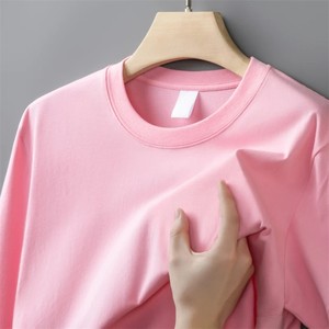 เสื้อยืดคอกลมแขนสั้นผู้ชาย สีขาว ผ้าฝ้าย ทรงปกติ สไตล์ลำลอง สีพื้น ผ้าเจอร์ซีย์ถัก ดีไซน์เรียบ - Product Image 5