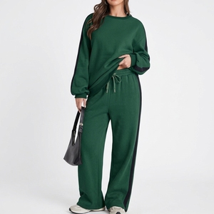 Conjunto Deportivo Informal de Dos Piezas para Mujer, Chaqueta con Cierre y Pantalones Anchos, Lavado Ácido, Impermeable, Transpirable y Cómodo - Product Image 6
