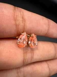 Sparkly Moissanite Pink Pear Cut Diamond Signet <b>Stud</b> Earrings 925 <b>Silver</b> Fine Jewelry Engagement for Women's Charm Gift Her - Product Image 6