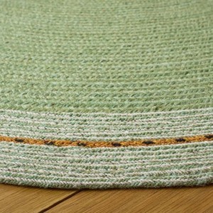 Round Braided Jute Area Rug Solid Green Color Non-Slip Rubber Backing Modern Style Living Room Flat Pile Thin Thickness - Product Image 4