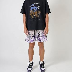 ECONEX SPORTS 2025 Short de basket-ball pour homme à imprimé graphique Flamme violette 100% coton haute qualité décontracté entraînement athlétique maille - Product Image 3