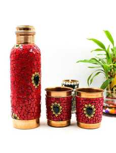 Botella de agua aislada de acero inoxidable con estampado floral artesanal, reutilizable para viajes, hogar y oficina. - Product Image 1