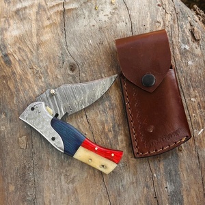 Premium Multi-functional Damascus Steel Straight <b>Drop</b> Point Folding Knife Custom Handmade Pocket Camping Industrial Grade Pasha - Product Image 5