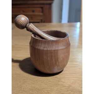 Mortier et pilon en bois d'acacia naturel écologique, moulin à épices, outil de cuisine, moulin à épices en bois, outil à épices - Product Image 2
