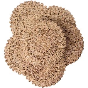 Natural Woven Seagrass <b>Round</b> <b>Placemat</b> Handcrafted Eco-Friendly Table Mat Heat Resistant Rustic Dining Decor Tableware Supply - Product Image 1