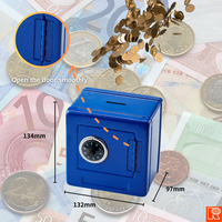 Boîte à monnaie en métal bleu personnalisée Kwang Hsieh avec serrure à combinaison à 2 chiffres, couleurs et logo personnalisables disponibles