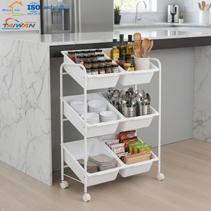 Modern 6 <b>Bin</b> Storage Organizer Made In Taiwan Household Trolley for Bathroom Living Room Office - Product Image 1