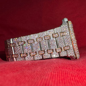 Relojes de Cuarzo de Lujo Personalizados para Hombre y Mujer, con Diamantes Engastados, Estilo Hiphop, VVS, Moissanita, Esqueleto, Acero Inoxidable, Cristal, Antiguo - Product Image 1