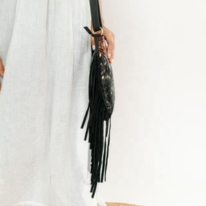Hand Tooled Leather Handbag Real Cowhide Fringe <b>Sling</b> <b>Bag</b> Carving Bohemian Turquoise Color <b>Sling</b> New Design <b>Bags</b> For Women - Product Image 4