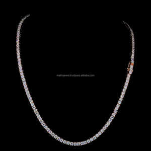 Lujoso laboratorio creado diamante 14KT oro rosa Cadena de tenis para mujeres tenis corte redondo CVD diamante estilo Collar personalizado - Product Image 5